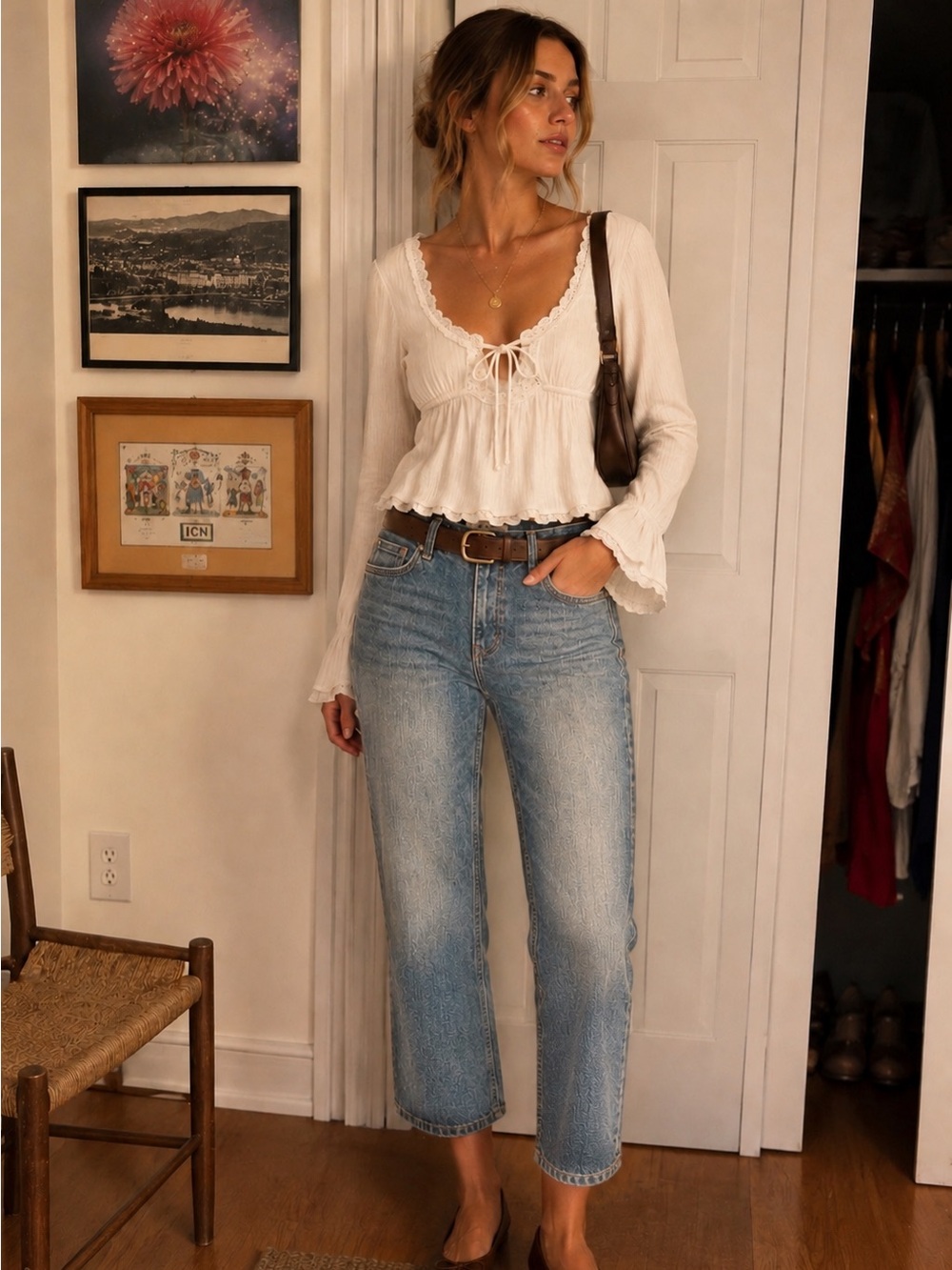 Zara Light Blue Denim Cropped Jeans